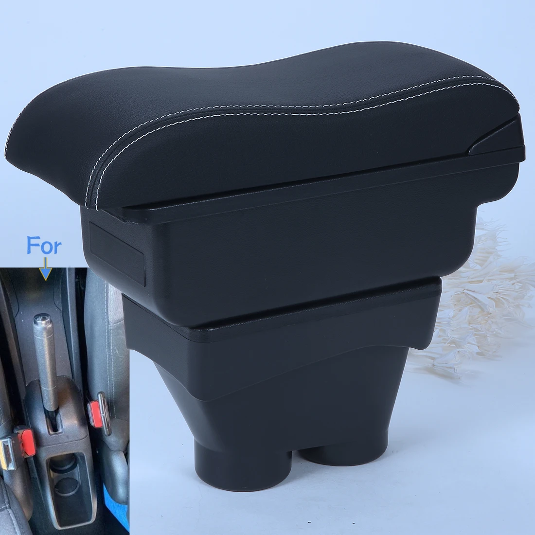 Für Peugeot 208 Armlehnenbox für Peugeot 208 2012-2018 Auto-Armlehnen-Nachrüstteile Höhenverstellbare Armlehne Auto-Aufbewahrungsbox