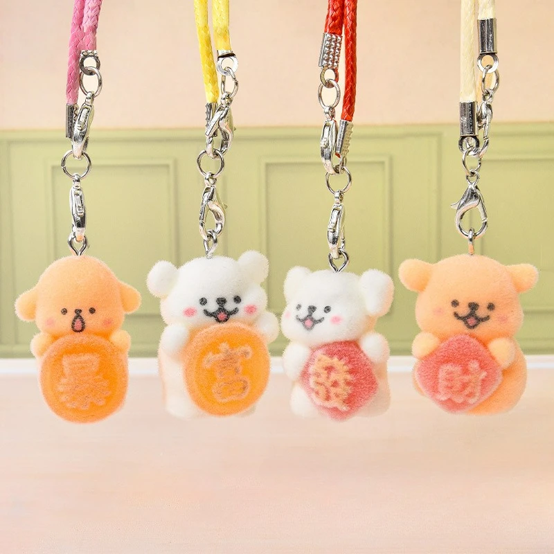 

20 шт. 3D флокирование Kawaii щенок мультфильм животное подвески из смолы для брелка ожерелье серьги изготовление DIY ювелирные аксессуары