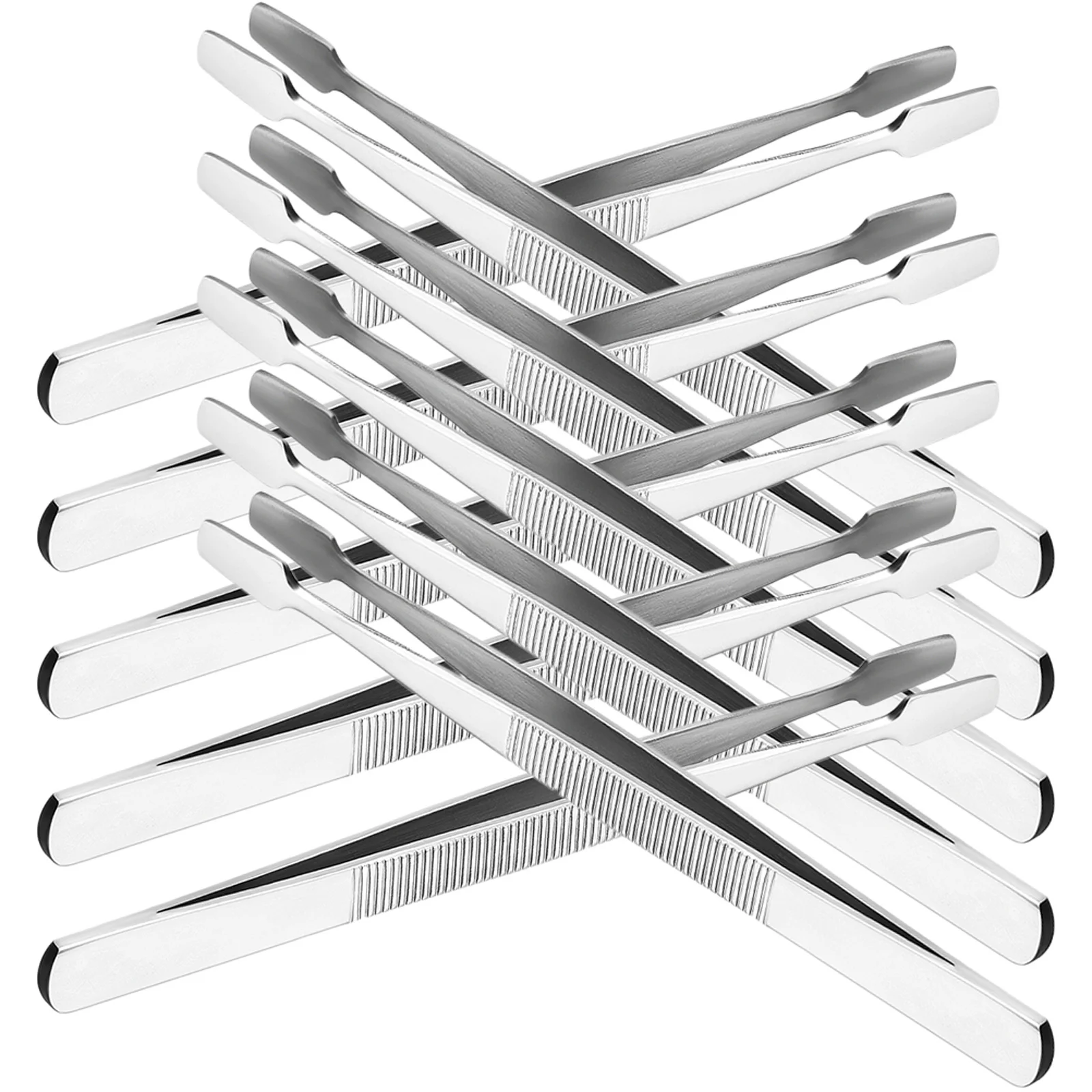 10Pcs Stainless Steel Tweezers Eyelash Applicator Stamp Collecting Long Craft Tweezers Jewelry Medical Beads Precision Tools