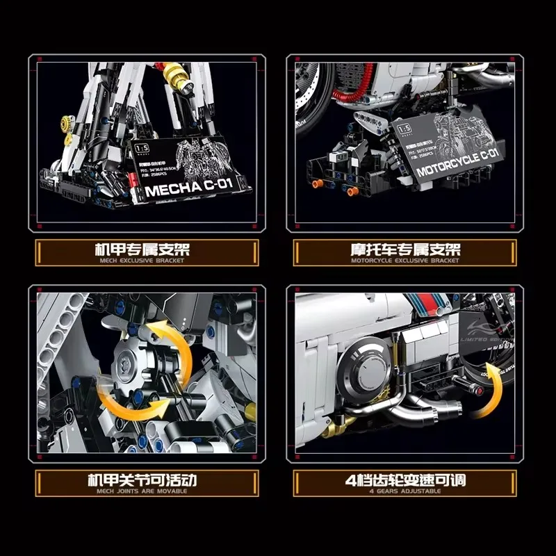 Nuovo GULY 60520 Tecnico MOC 1:5 Da Collezione Super Modello di Moto Building Blocks Mattoni FAI DA TE Puzzle Giocattoli Regali Di Natale Per Bambini