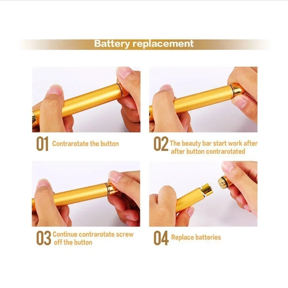 24K Gold Roller Beauty Bar Golden Energy Face Massager Beauty Care Vibration Facial Massager Lift Tightening Wrinkle Bar