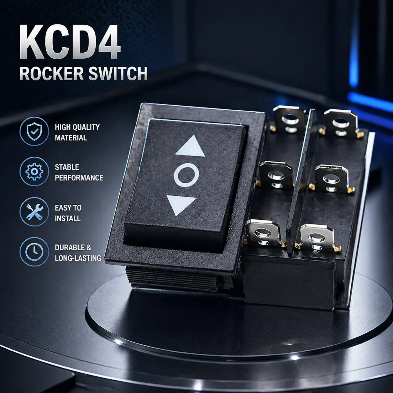 KCD4 Rocker Switch Reset Arrow Boat Switch 3 Position 6 Pin 16A 250V 20A 125VAC Power Rectifier Switch