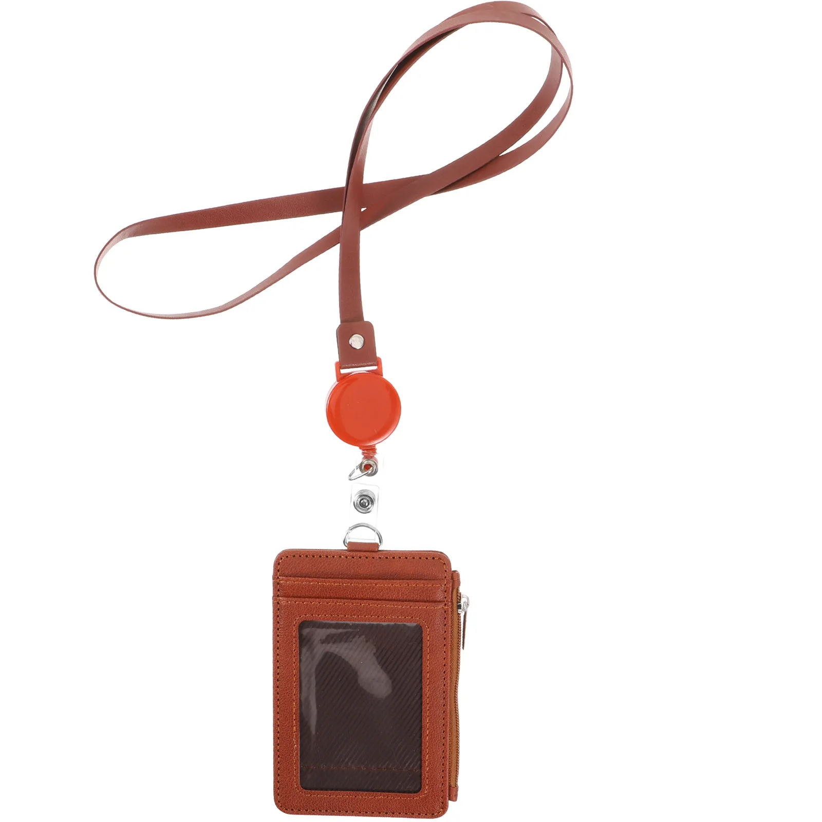 

Black Vertical Badge Holder Id Holder Detachable Neck Lanyard Swivel Clip PU Waterproof Business Card Pass Pouch