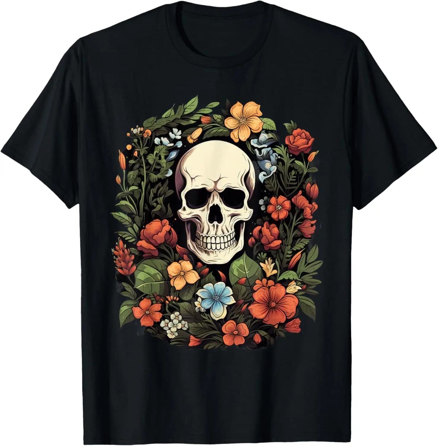 Cool Skeleton Skull Plant Nature Gardening T-Shirt