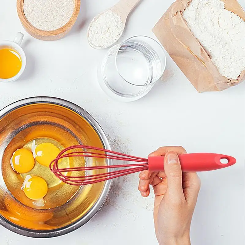 Small Silicone Whisk Silicone Egg Beater Easy To Beat Eggs Prevent Slipping Mini Silicone Whisks For Cooking High Heat Resistant