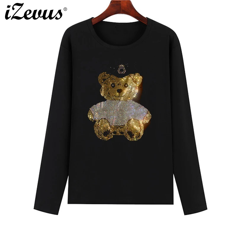 

High-quality Harajuku women's T-shirt summer short-sleeved clothes V rhinestone crystal T-shirt cotton soft women's tops