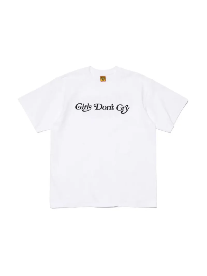 Human Made Girls Don't Cry T-Shirt, Slub Cotton Loose Tee for Couple, Limited Edition