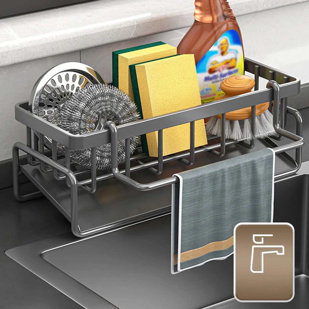 Space-Saving Shelf Organizer Rust-Proof Storage Rack For Kitchen Accessories Space-Organizing Basket