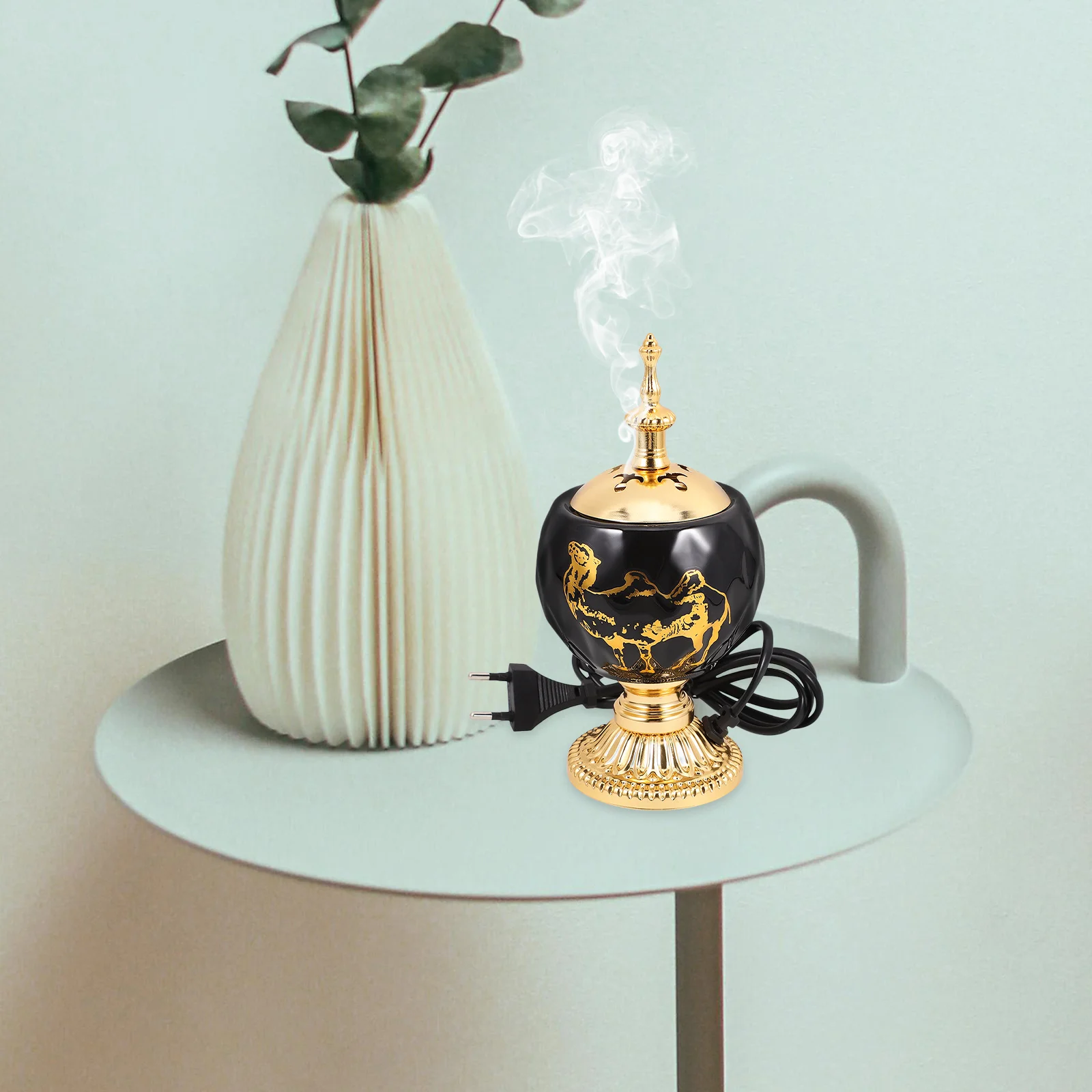 

Electric Incense Burner 220V Eu Plug Aroma Burner Metal Desk Stove Stylish Indoor Scent Diffuser Vintage Censer Holder