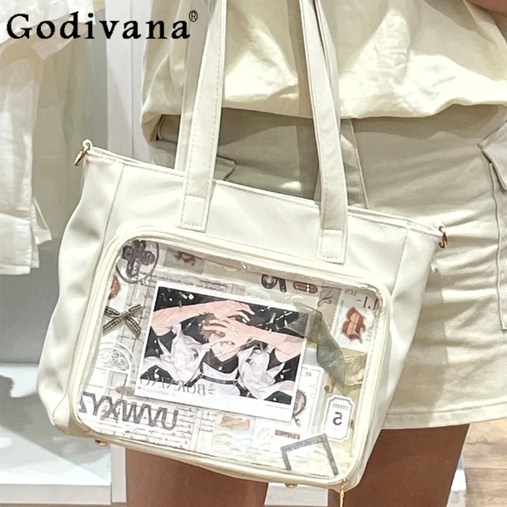 

Cute Transparent Versatile Shoulder Bag Casual Sweet Crossbody Handbag Leather Solid Color Transparent Itabag Bolso