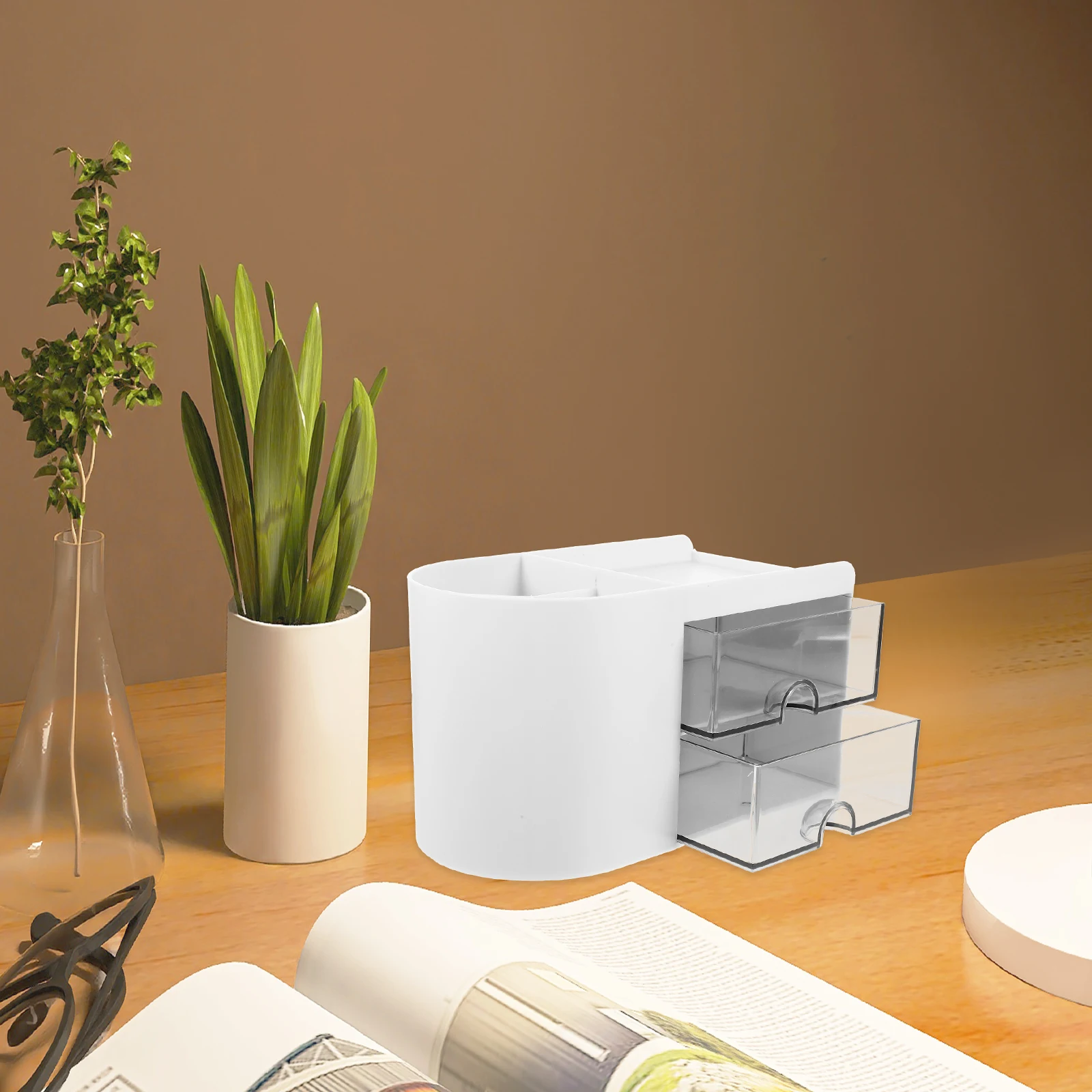 

Plastic Desk Organizer Multi Functional Pen Holder Desktop Stationery Storage Rack Office Pencil Holder Storage Box