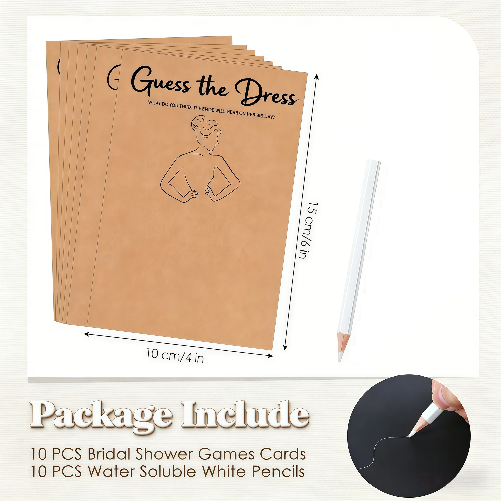 20PCS Guess The Dress Bridal Shower Games for Guests Include Cards and Pencils Fun Wedding Decorations Party Ideas Supplies - view 2