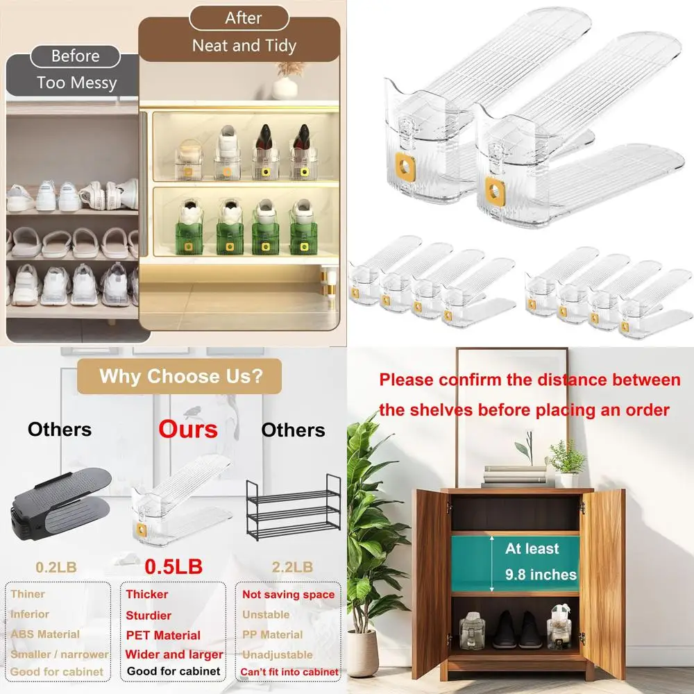 

Набор из 10 прозрачных органайзеров для обуви, подставок для обуви в шкаф, полок для экономии места, стеллажей для демонстрации обуви