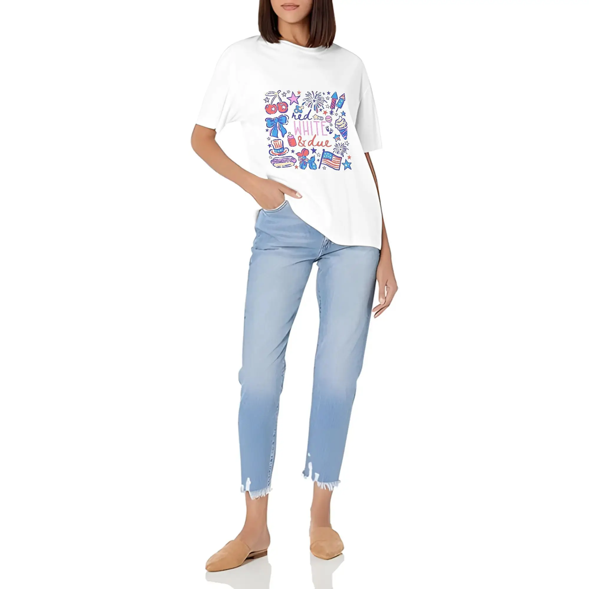 Pregnancy Announcement 4th Of July Pregnancy Patriotic Maternity Casual Super Soft Breathable Gift For Mom Couple Family Friend