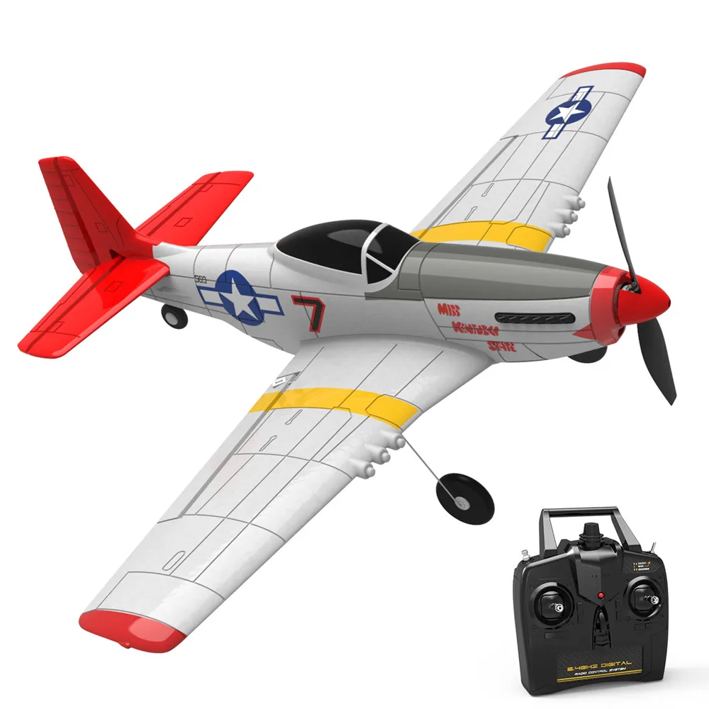 Eachine-固定翼ミニrcジャイロ飛行機トレーナー,6軸,bnf rtf,1キーリターン,P-51D,v2,761-5,epp,400mm翼幅,2.4g