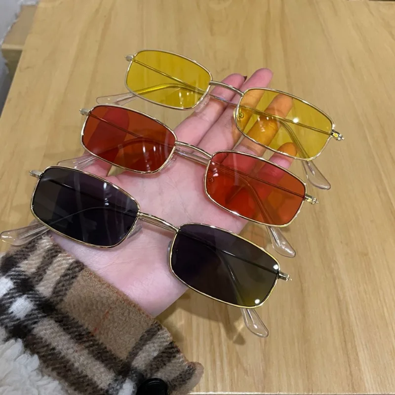Fashion Retro Metal Frame Colorful Sunglasses Vintage Small Square Rectangle Sun Glasses Men Women Glasses