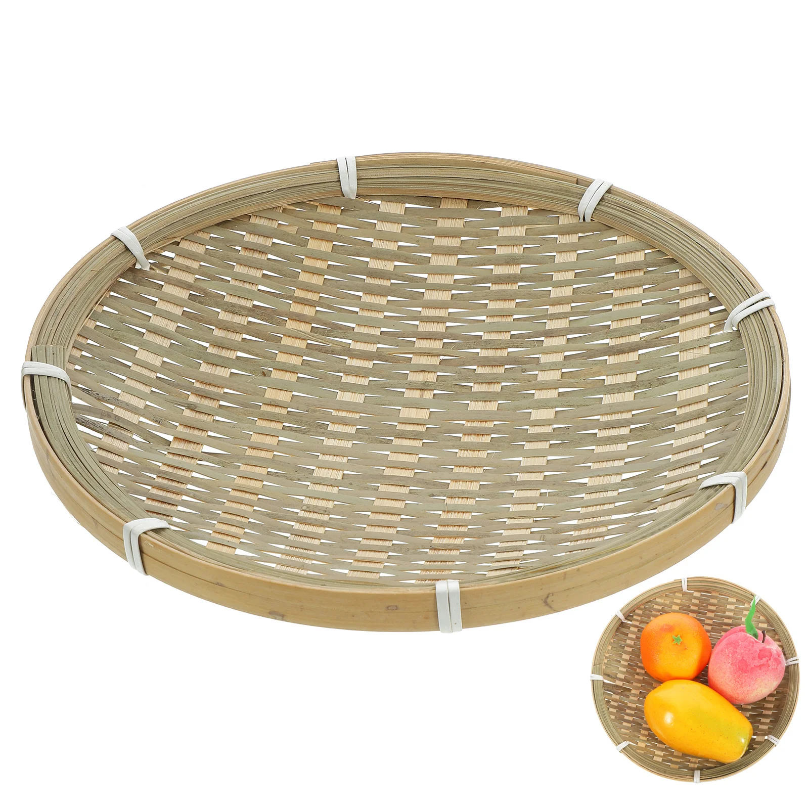 

Multifunctional Bamboo Woven Basket Kitchen Storage Fruit Snack Candy Organizer Tray Rustic Decor Woven Basket