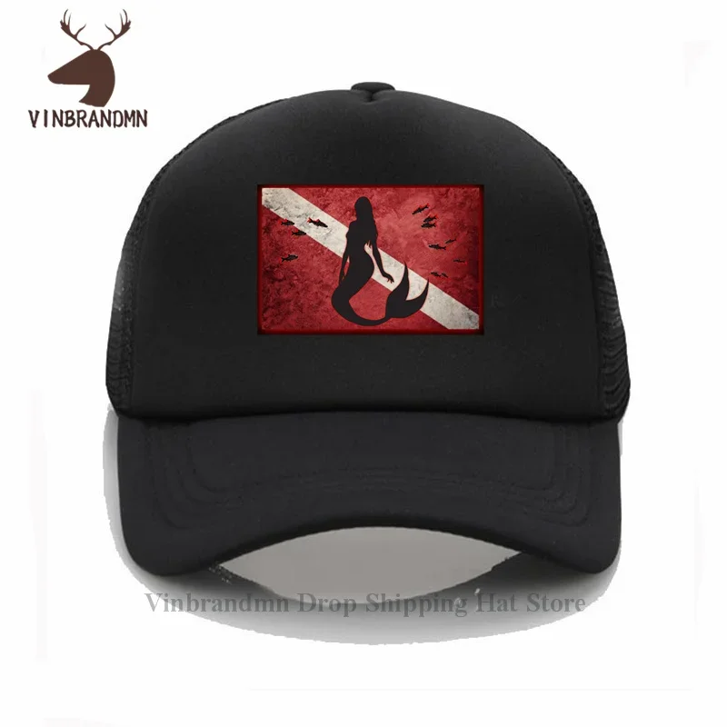 Vestidos Diseño de Buceo Gorra de béisbol Buceo Bandera sirena verano Sombrero de cubo hombres Mujeres Buceo Pesca Sombreros de pescador