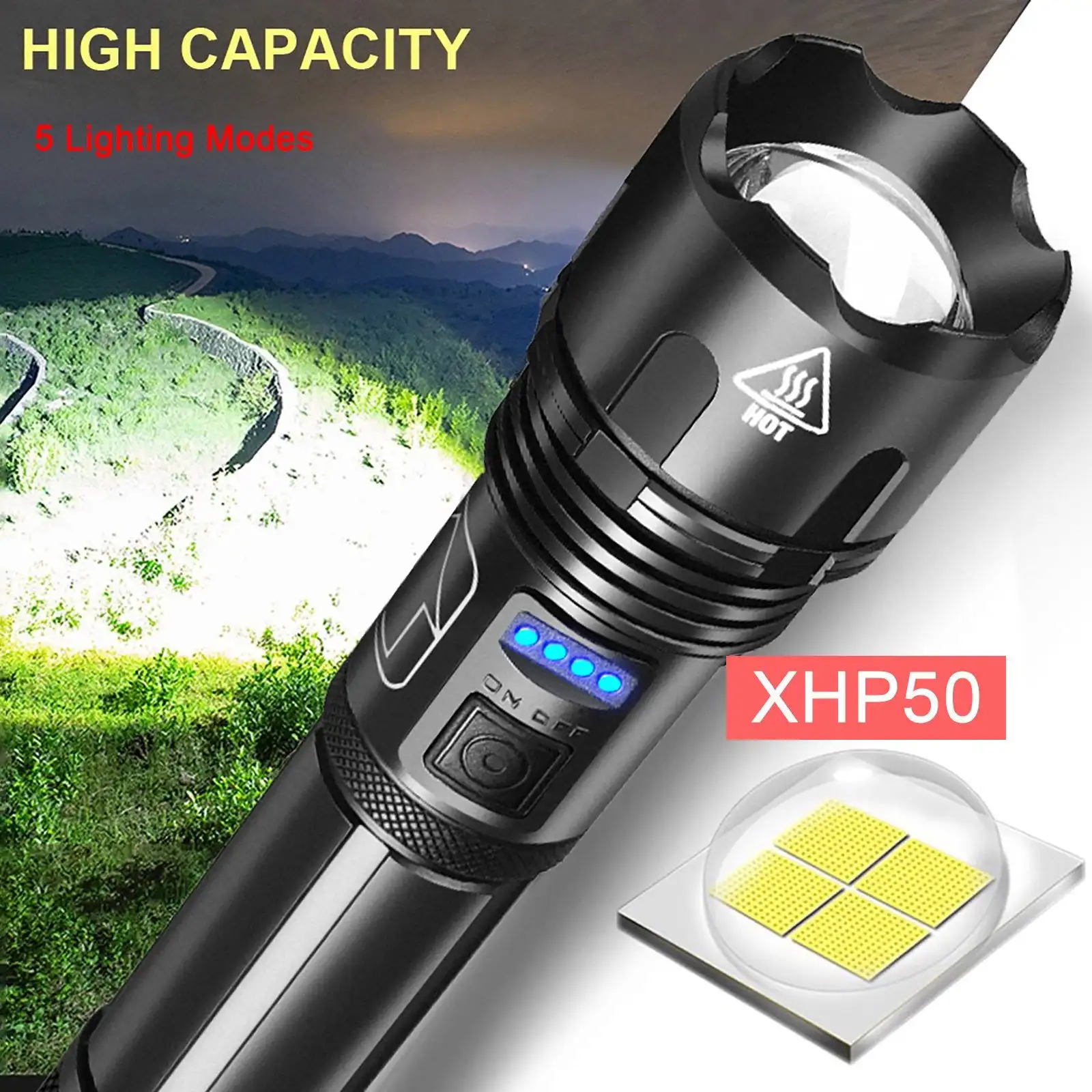 Super bright zoom USB flashlight Z4 XHP50 Tactical Torch USB RechargeableWaterproof Super Bright Outdoor Lantern Camping