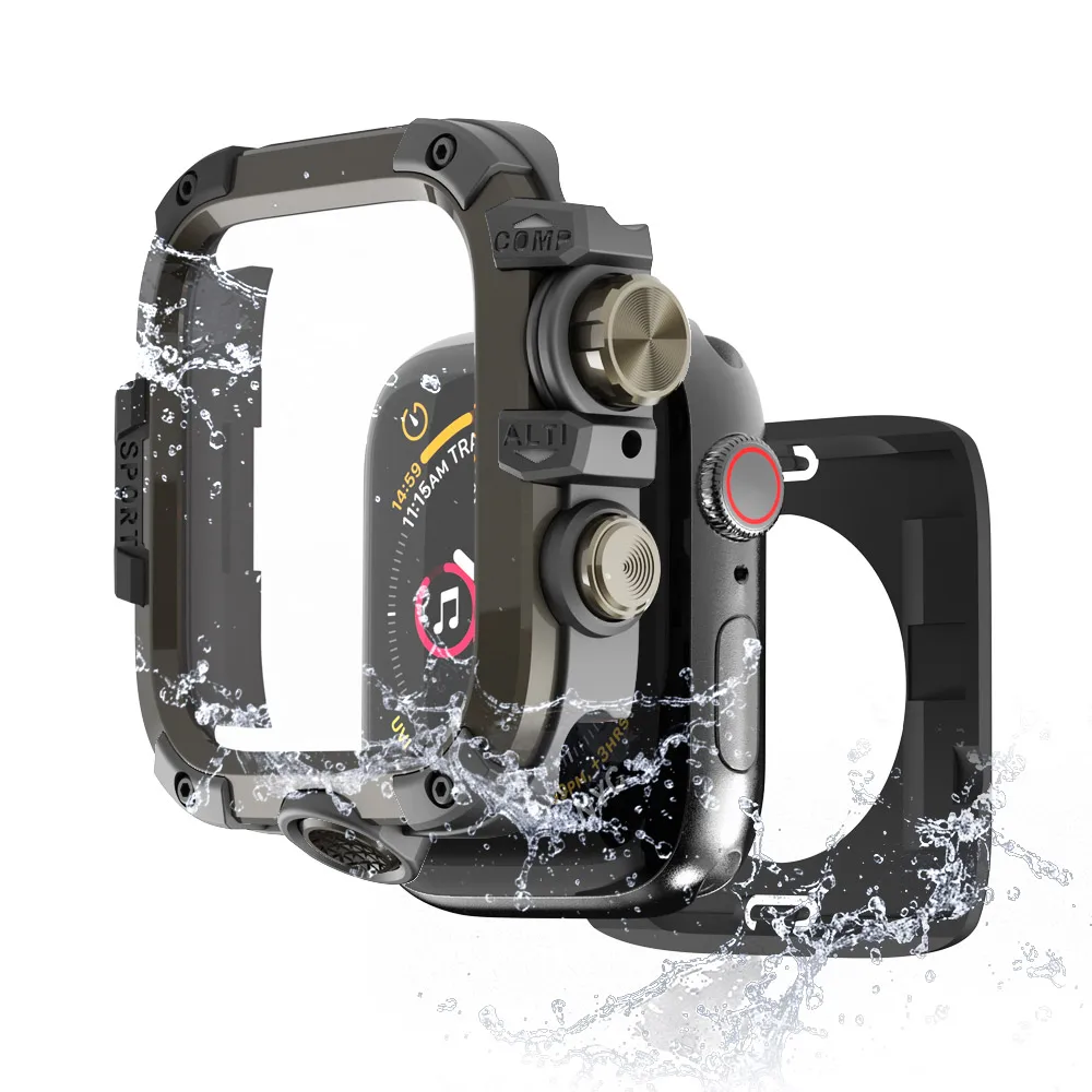 MEN Metal Case for Apple Watch Series 9 8 7 6 5 4 45mm 44mm Aluminum Alloy Full Cover Protective Case for Apple Series 9 8 7 6 5