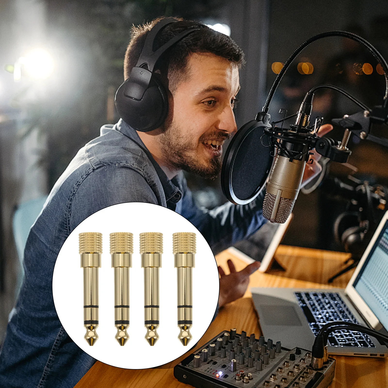 

4Pcs Professional Audio Adapter Copper 3.5mm to 6.3mm Headphone Jack Converter for Mixer Amplifier Keyboard Headset Adapter