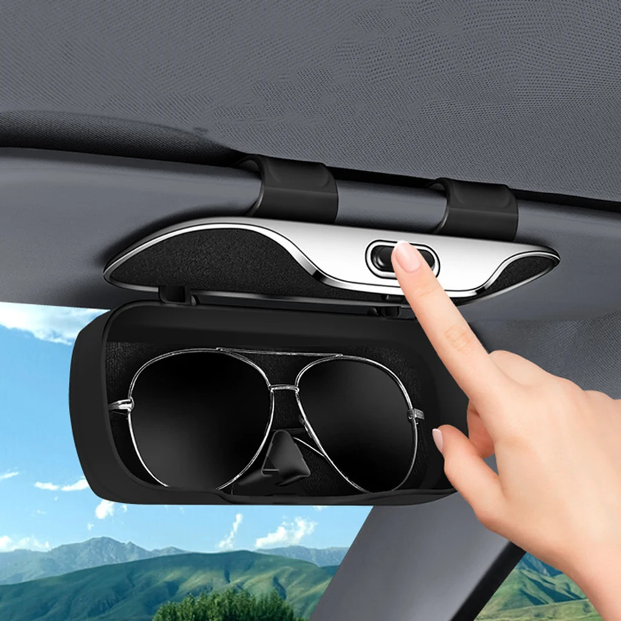 Press Switch Car Glasses Box Sun Visor Glasses Holder Internal Soft Fabric Scratch Resistant Shock-proof Eyeglasses Storage Case