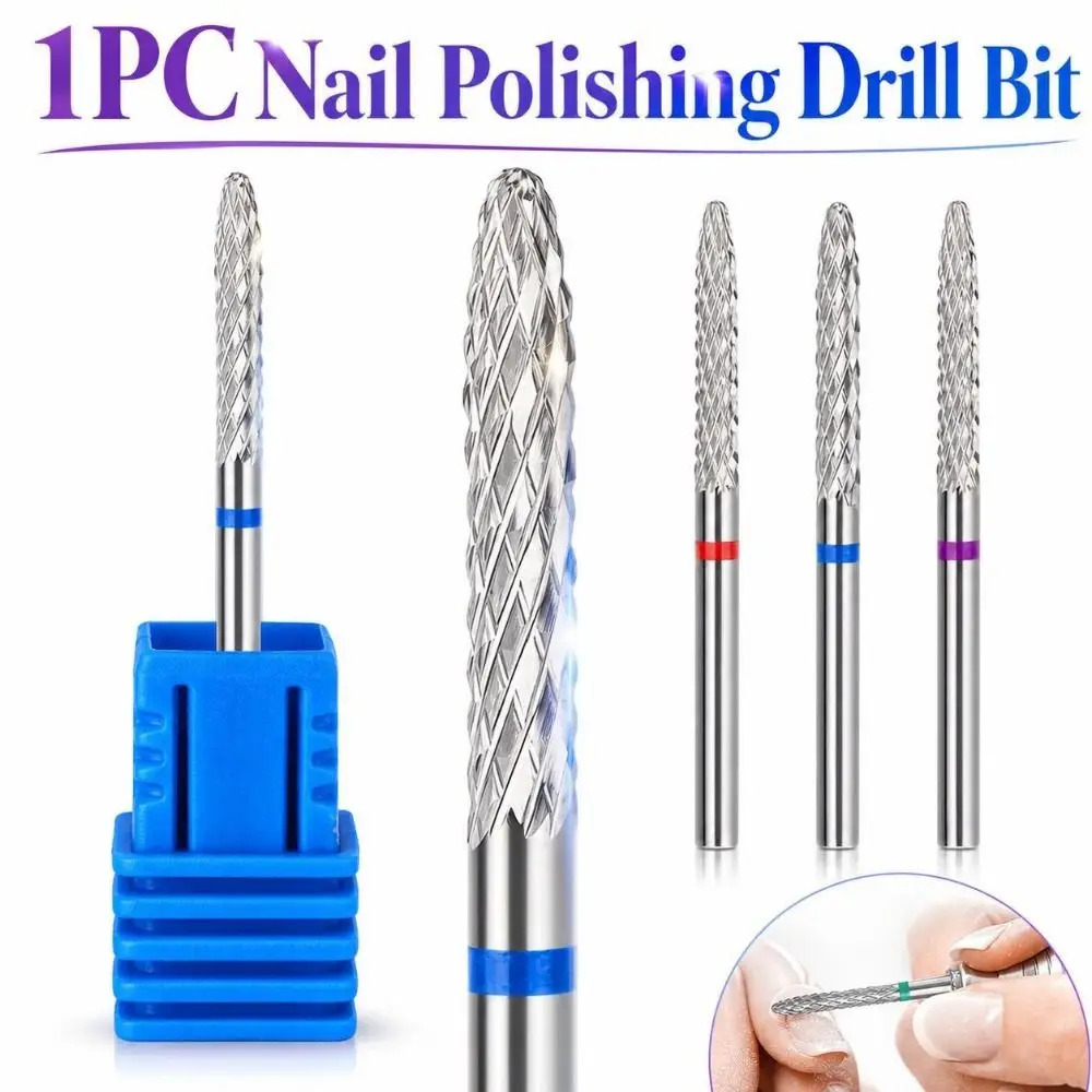 Stainless Steel Carbide Nail Drill Bit Cone‑shaped Front-mounted Nail Polishing Drill Bit Durable Cylindrical Manicure Drill Bit