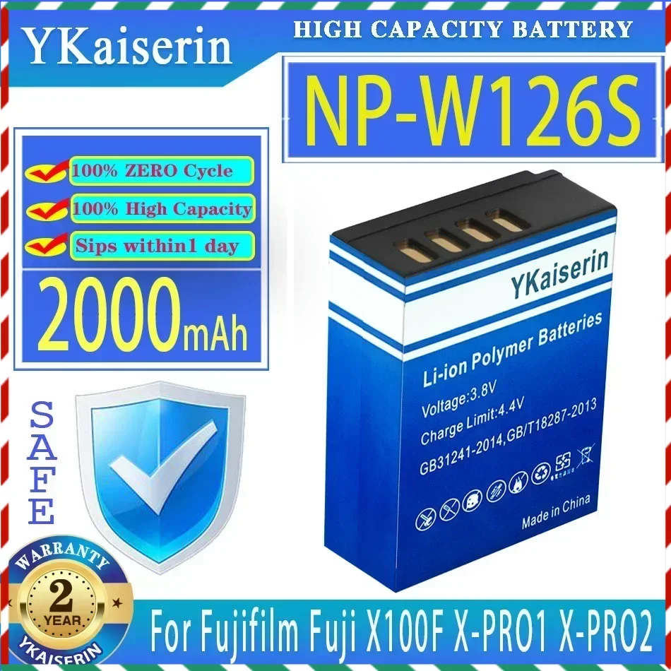 YKaiserin 2000mAh wymienna bateria NP-W126S NP-W126 dla Fujifilm Fuji X100F X-PRO1 X-PRO2 X-A1 X-A2 X-A3 X-A10 X-E1 X-E2 XE2S