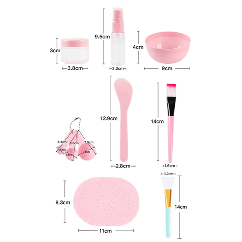 11 Uds. Juego de cuencos para máscara rosa, máscara Facial, juego completo de herramientas de belleza, botellas de cepillo para máscara, kits de herramientas para el cuidado de la piel