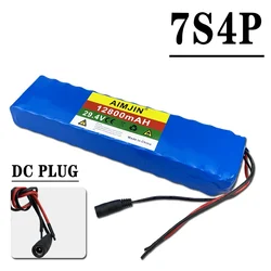 29.4V 12800mah 18650 lithium-ion rechargeable battery pack, large capacity 7S4P for 24V electric wheelchairs