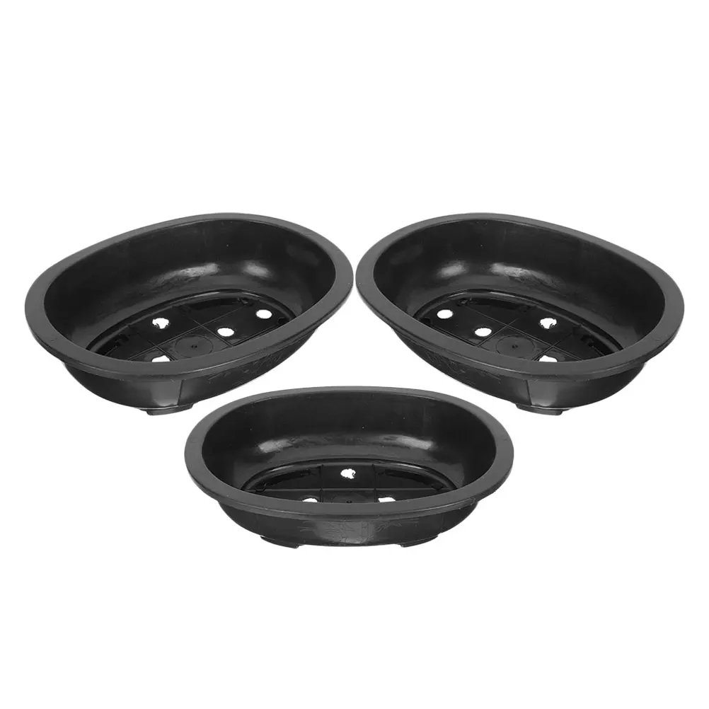 

3 Pcs Large Oval Plastic Flower Pot Bonsai Planter Flowerpot Gardening Flowerpots Black