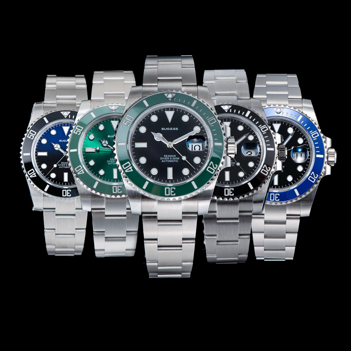 Sugess Diver Water Men Watch Ghost Luxury Automatic Mechanical 