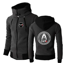 N7 Mass Effect-Sudadera con capucha y cremallera para hombre, abrigo deportivo de ocio de alta calidad con estampado de tres colores, novedad de primavera y otoño, 2023