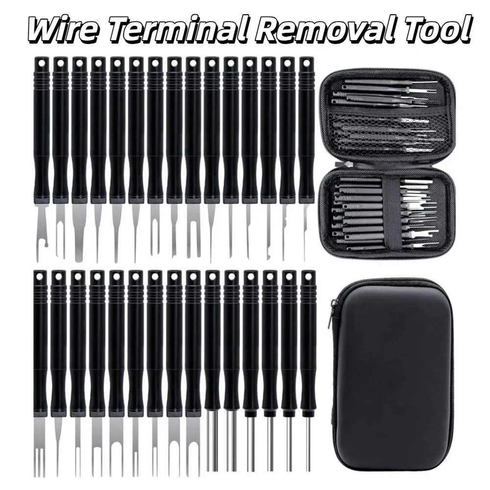 30Pcs/set Portable Wire Terminal Removal Tool Handheld Reusable Pin Removal Tool Kit Corrosion Resistant with Storage Bag