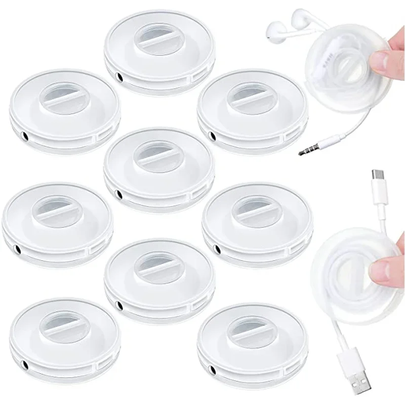 1/2/3Pcs Transparent Charging Cord Organizer Portable Charger Cord Holder Round Storage Case Retractable Reel Box Cable Winder