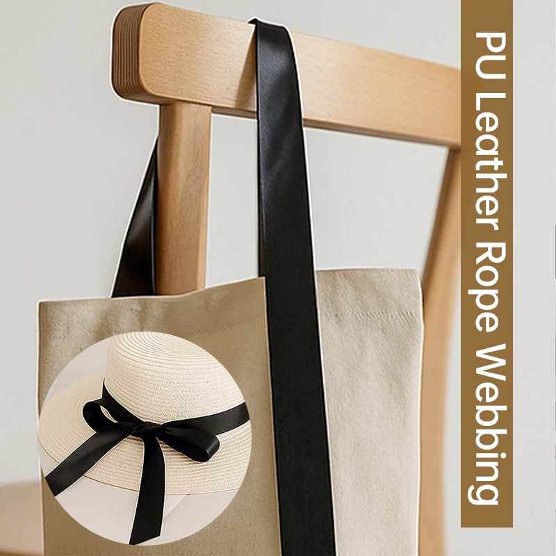 

5Meters 3-50mm Black Ribbon Faux Leather Strap Soft PU Tapes Belt Strip Trim Roll for Pet Collars Craft Projects Sewing Supplies