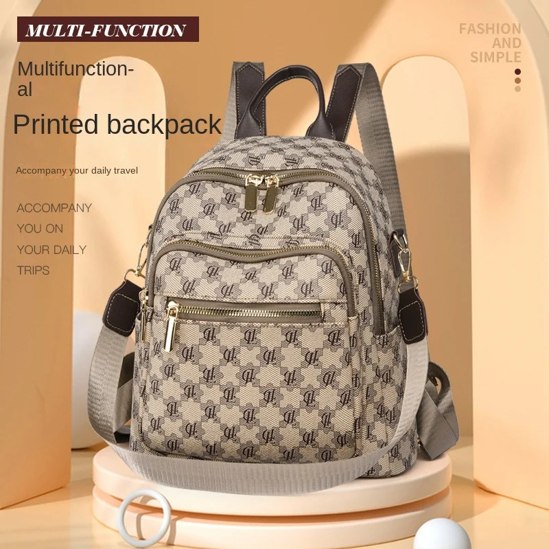 Retro Printed Small Backpack 2023 New Fashion Casual Texture PU Backpack Travel Commuter Bag