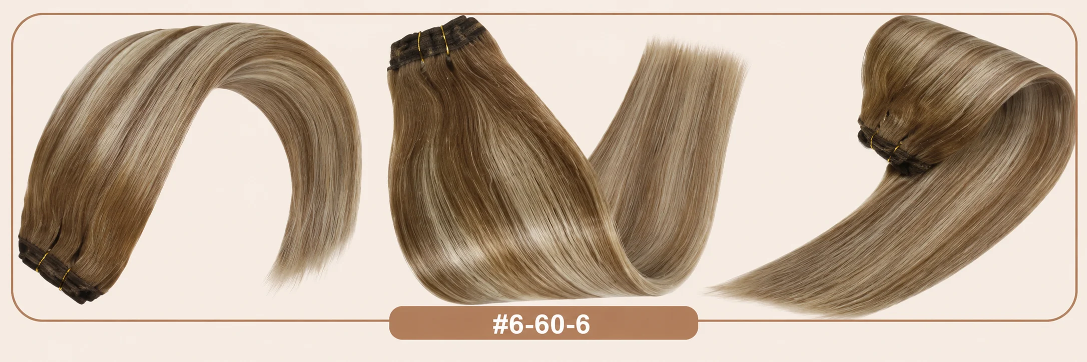 VeSunny Clip-in-Haarverlängerungen, Echthaar, blonde Clip-in-Haarverlängerungen # 16/22 Echte Perücke mit doppeltem Schuss, seidig gerade – Detail 10