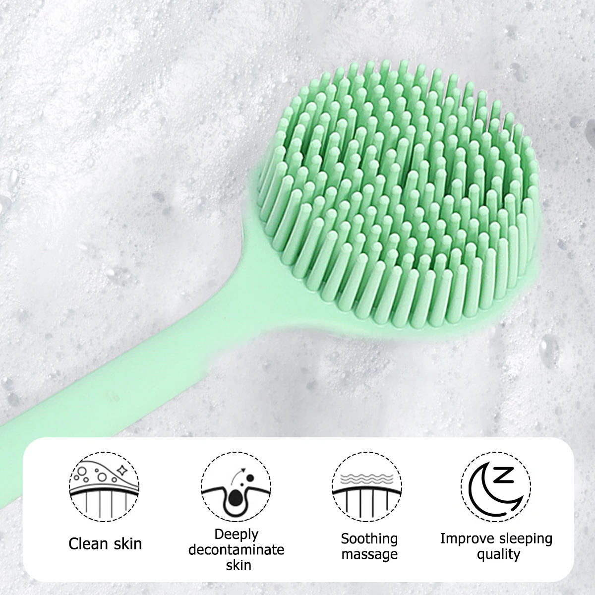 

Silicone Bath Bath Brush Ergonomic Shower Body Cleaner Back Brush For Shower Back Scrubber All Skin Types Storage Solution