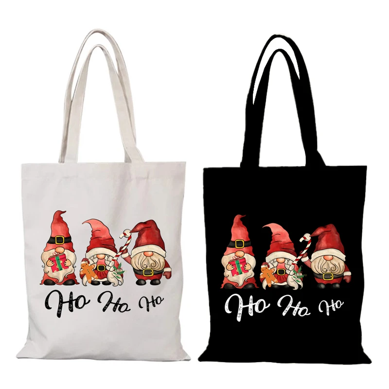 Merry Christmas Canvas Tote Bag Woman New Year Gift Handbags Cloth Bags Sac De Courses Women's Shoulder Bag Eco Shopper Shopping