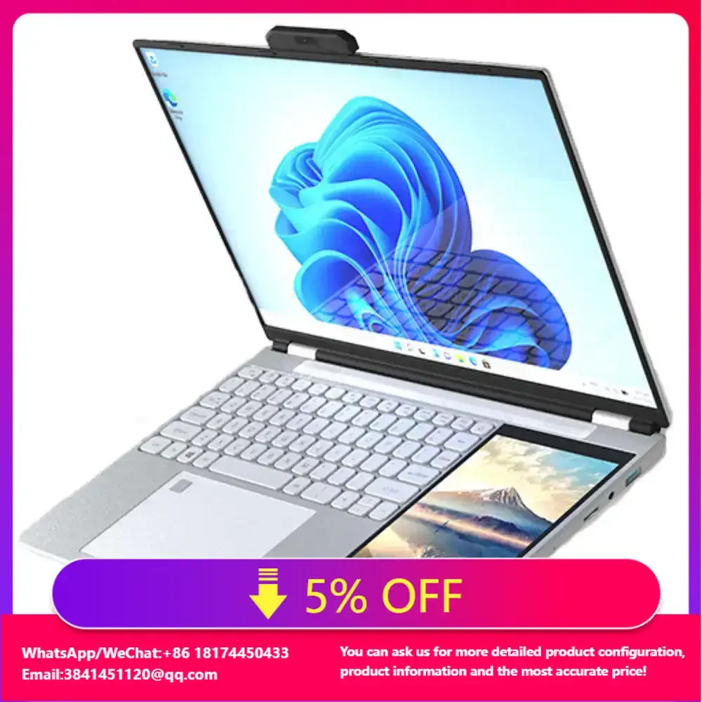 

Laptop Oem 15.6 Inch + 7 Inch Touch Dual Screen 16gb 1tb SSD In-tel Celeron Processor N100 N95 N5095 Business Laptop