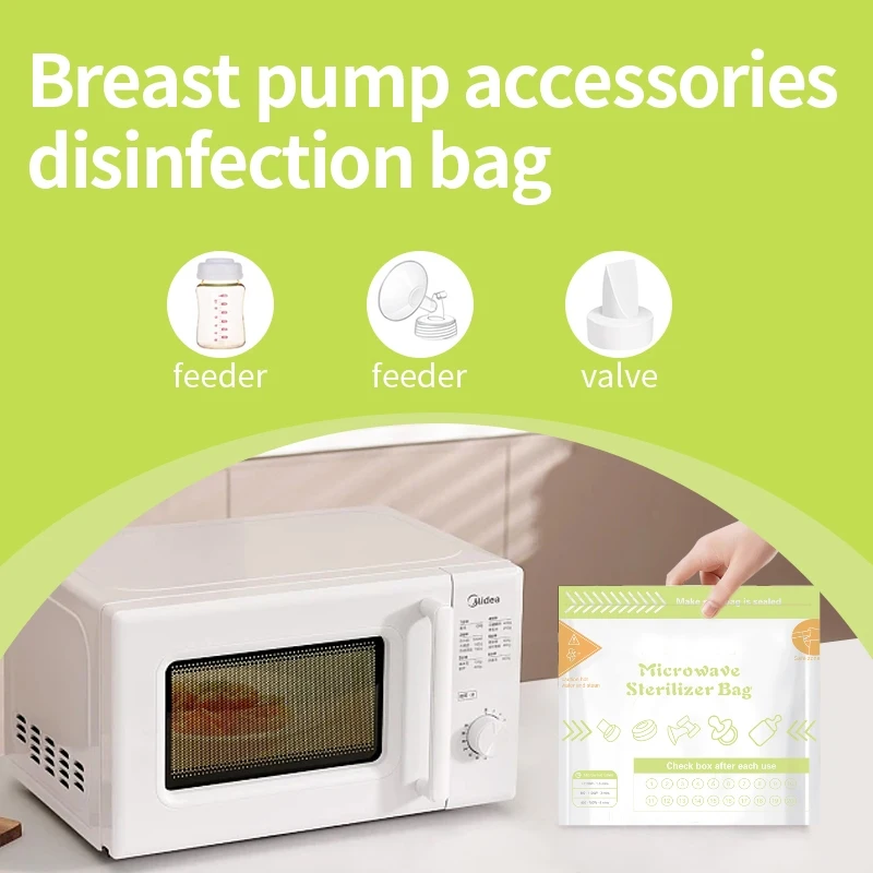 10Pcs Reusable BPA Free Microwave Sterilizer Bags for Baby Bottle Breast Pump Accessories, Microwave Sterilizer Bag