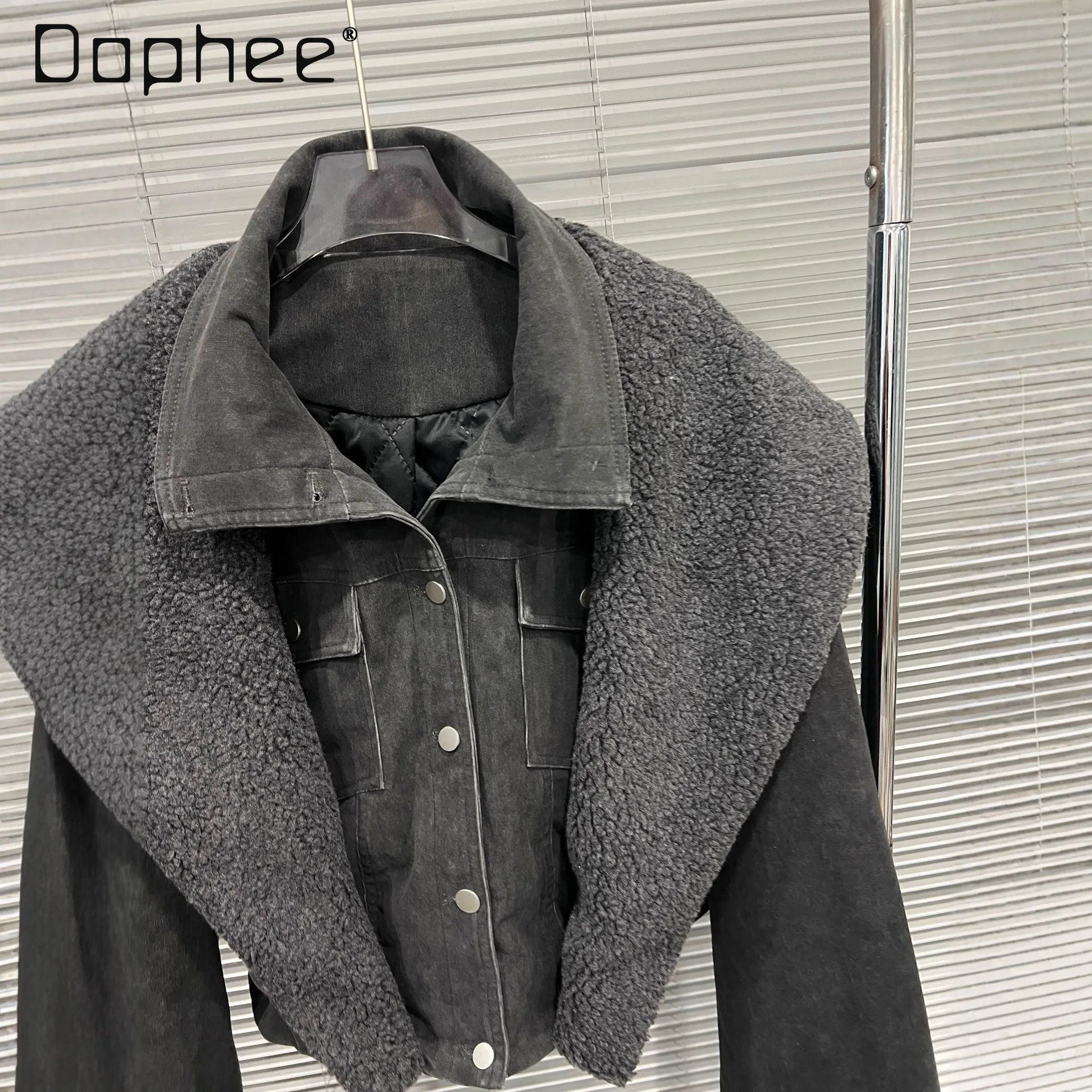 2025 Autumn Winter New American Retro Hot Girl Loose Slimming Versatile Patchwork Long Sleeve Jacket for Women Trendy Punk Coats