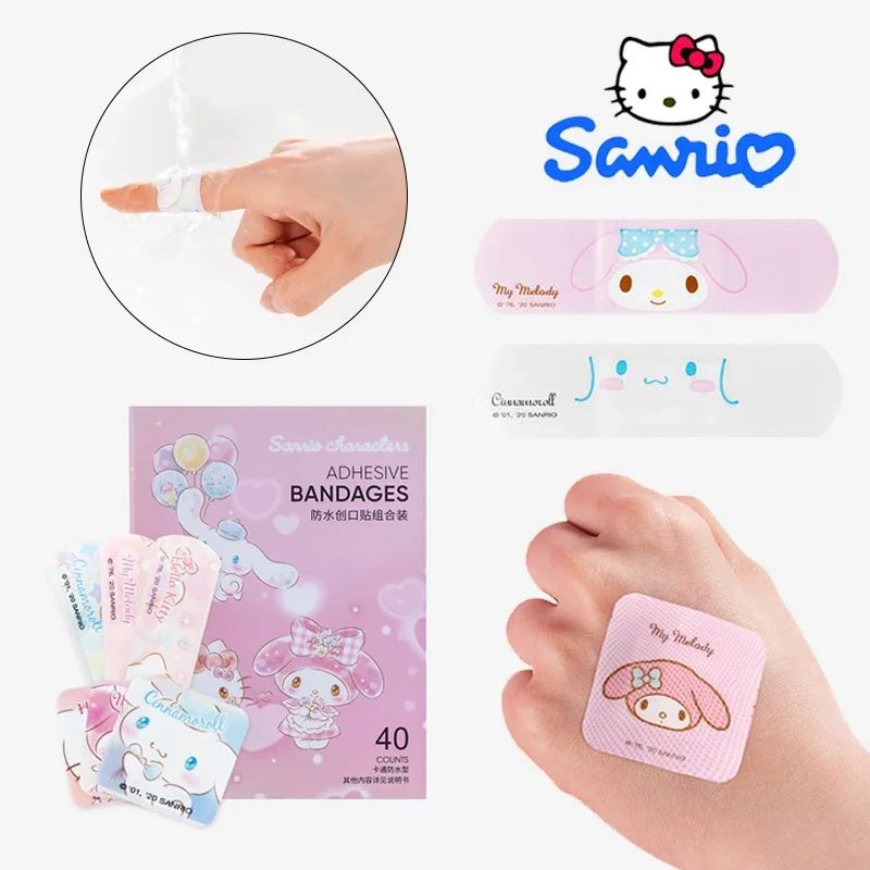 40 Stück Sanrio Hello Kitty Cartoon Pflaster, wasserdicht, Hämostase, Klebeverband, Erste-Hilfe-Set, medizinischer Dressing, Heftpflaster