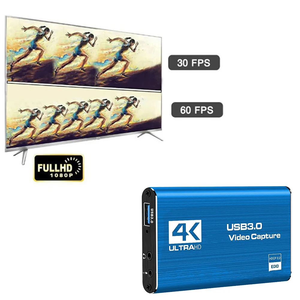 

4K HDMI-совместимый USB 3.0 HD-рекордер-граббер 1080P 60FPS, устройство для записи с HDTV-камер, 60 Гц, для OBS, захвата игрового аудио, микрофона, прямых трансляций