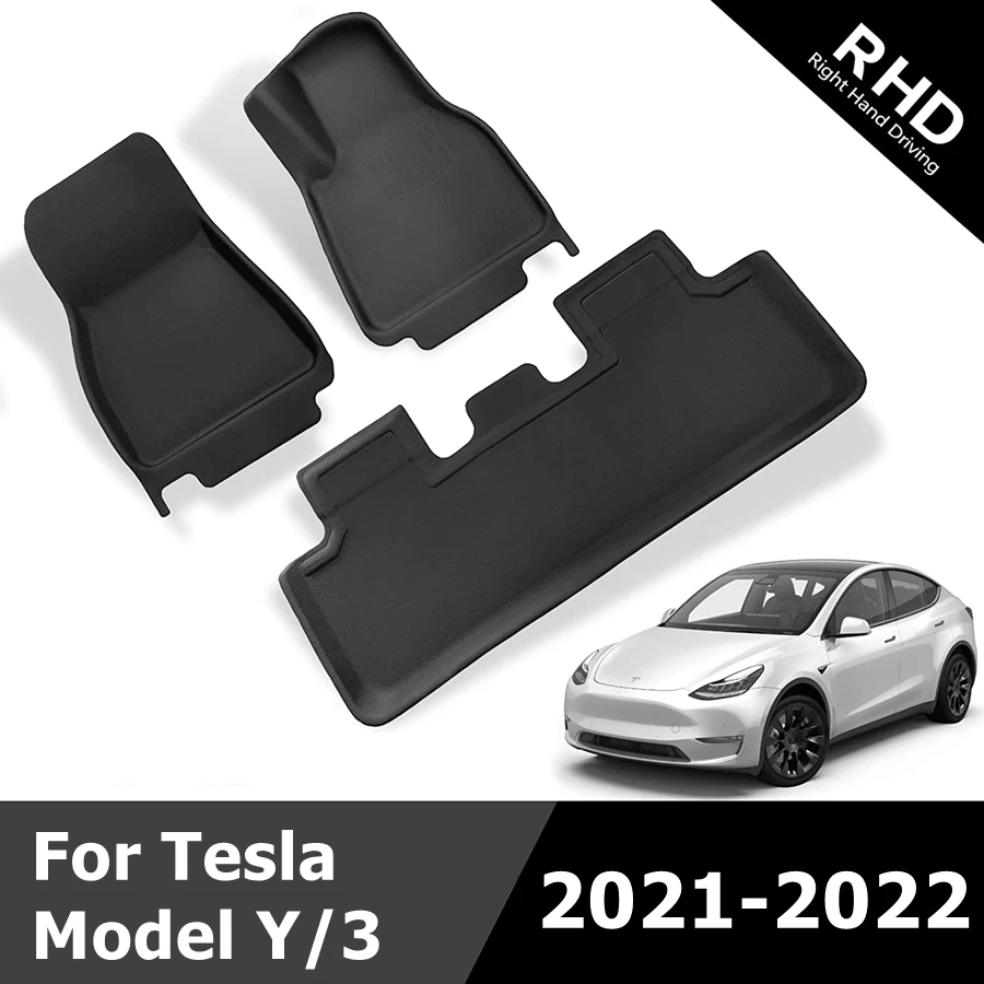 

RHD Car Floor Mats for Tesla Model Y Model 3 2022-2021 Cargo Trunk Mats Waterproof All-Weather Durable XPE Floor Liners