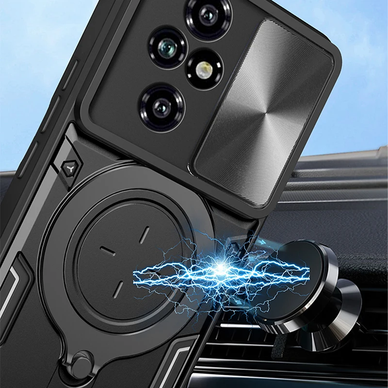 360°Rotating Metal Magnetic Car Holder Armor Phone Case For Honor 90 50 200 X9A X9B X8B X7B X8A X8 Magic 6 5 Pro Lite Back Cover image 4