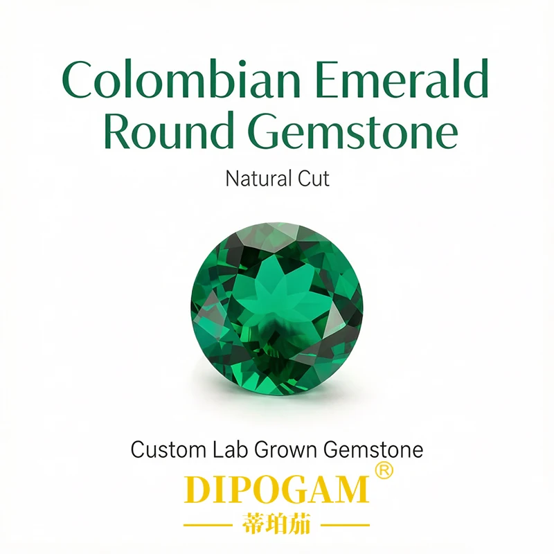Lab-Grown round Colombian Emerald Loose Stone Ring Top Certificate Available Gemstone Jewelry