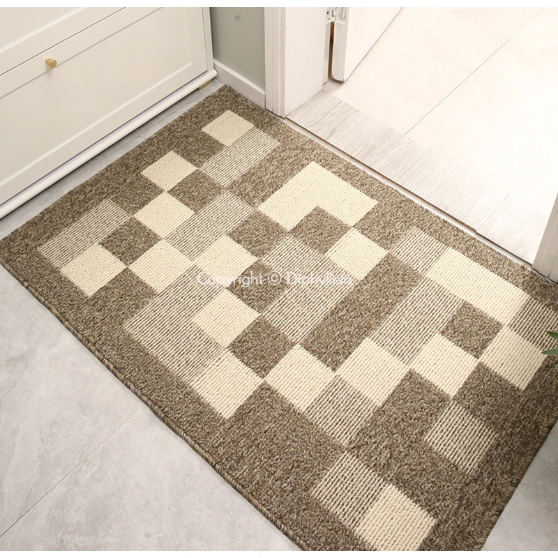 Diphylleia Modern Contemporary Geometric Cube And Square Design Pattern Carpet Faux Sisal Beige Indoor Area Rugs For Living Room