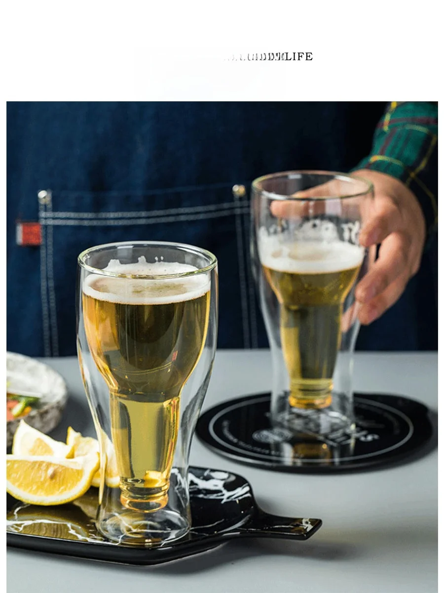 

Tlife Inverted Double Layer Beer Glass Creative Bar Flip Glass Juice Cup Bar Dining Utensils Glass Material Beer Cup